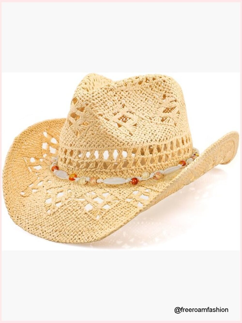 Straw Cowboy Hat with Shapeable Brim - Western Style